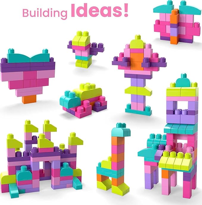 Build Them Up Big Building Bag is designed for little hands and growing minds, Builders Toddler Blocks Toys Set, Big Building Bag with 80 Pieces and Storage,