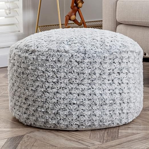 20x20x12 inches,After you fill this fur pouf ottoman, it could perfectly use as ottoman poufs,ottoman foot rest, foot stool,Ottoman Cover 20x12 Inches Round Poof Seat Floor Bean Bag Chair Foot Rest