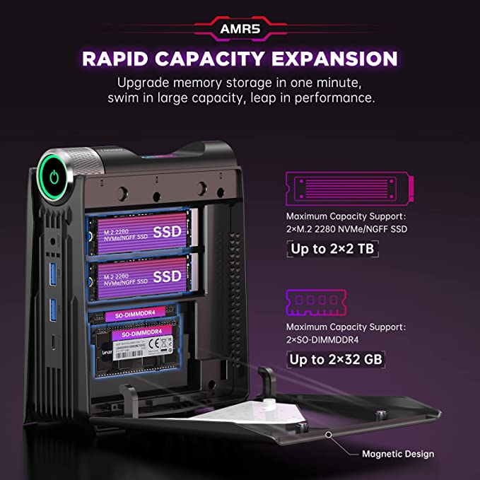 KAMRUI Mini PC AMD Ryzen 5 5600U Up to 4.2GHz, Windows 11 Pro 16GB RAM 512GB SSD Small Computer, Radeon Vega 7 Micro Desktop PERF Adjustable, RGB Light, Upgrade Capacity, 4K HDMI DP Type-C