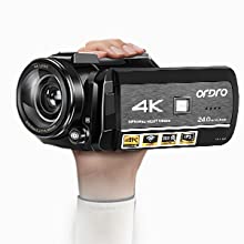 4K Camcorder Vlogging Camera for YouTube ORDRO AC3 HD Video Camera 1080P 60FPS IR Night Vision Camera Recorder Digital Camcorders with Microphone Wide Angle Lens Handheld Stabilizer