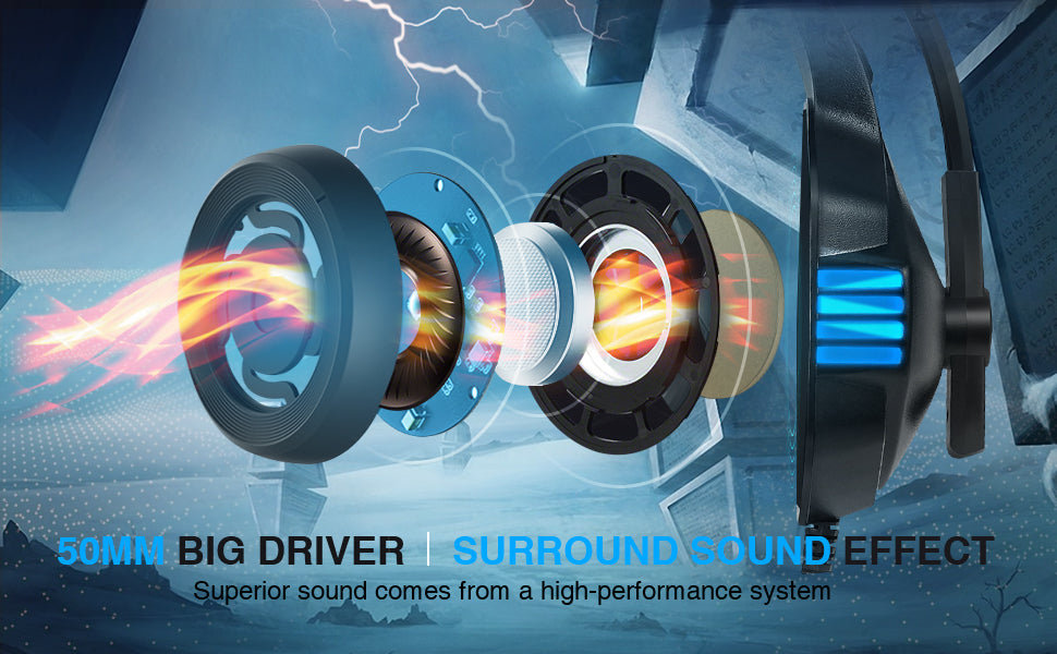 Gaming Headphones,Microphone Volume Control RGB LED Light, for PC Laptop Mac Tablet Smart Phone