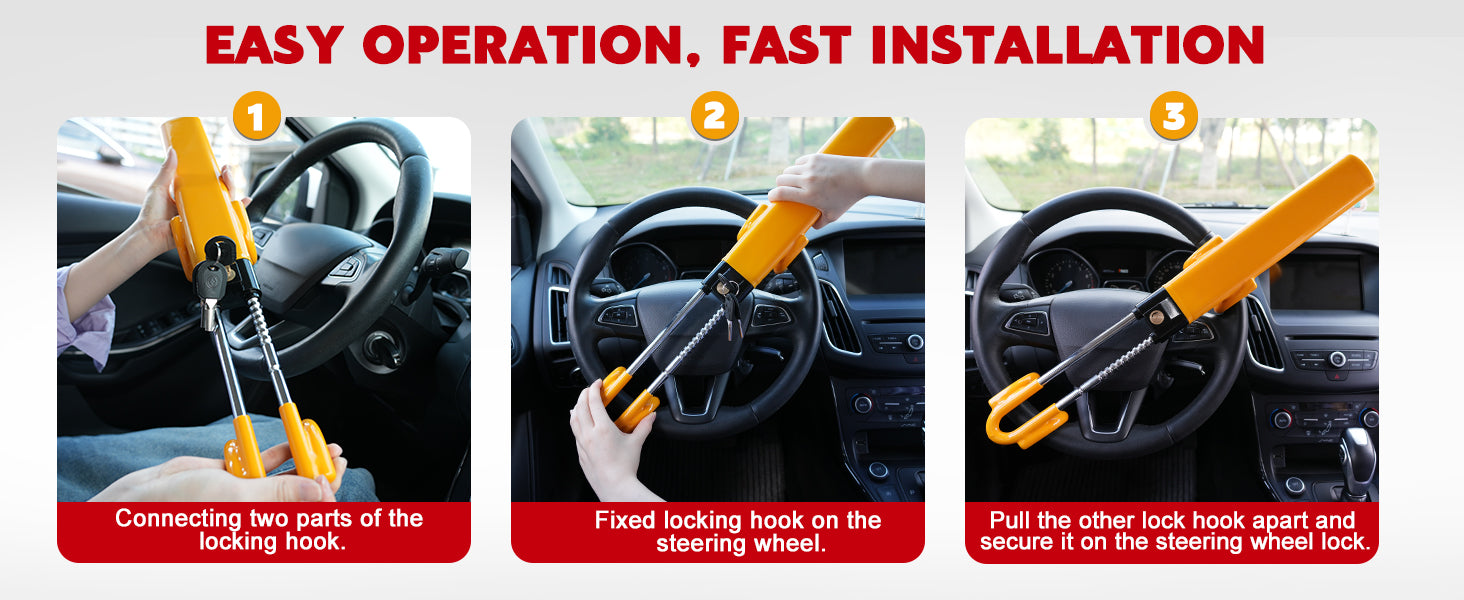 Anti-Theft Car Device, Great Deterrent Adjustable Car Wheel Lock Anti Theft for Vehicle
