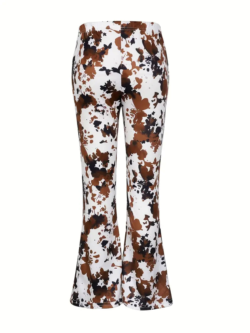 irls Ruffle Leggings Leopard Print Bell Bottoms Flare Pants