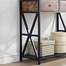 Table with Drawers and Outlets, Entryway Table with Storage Shelves,
