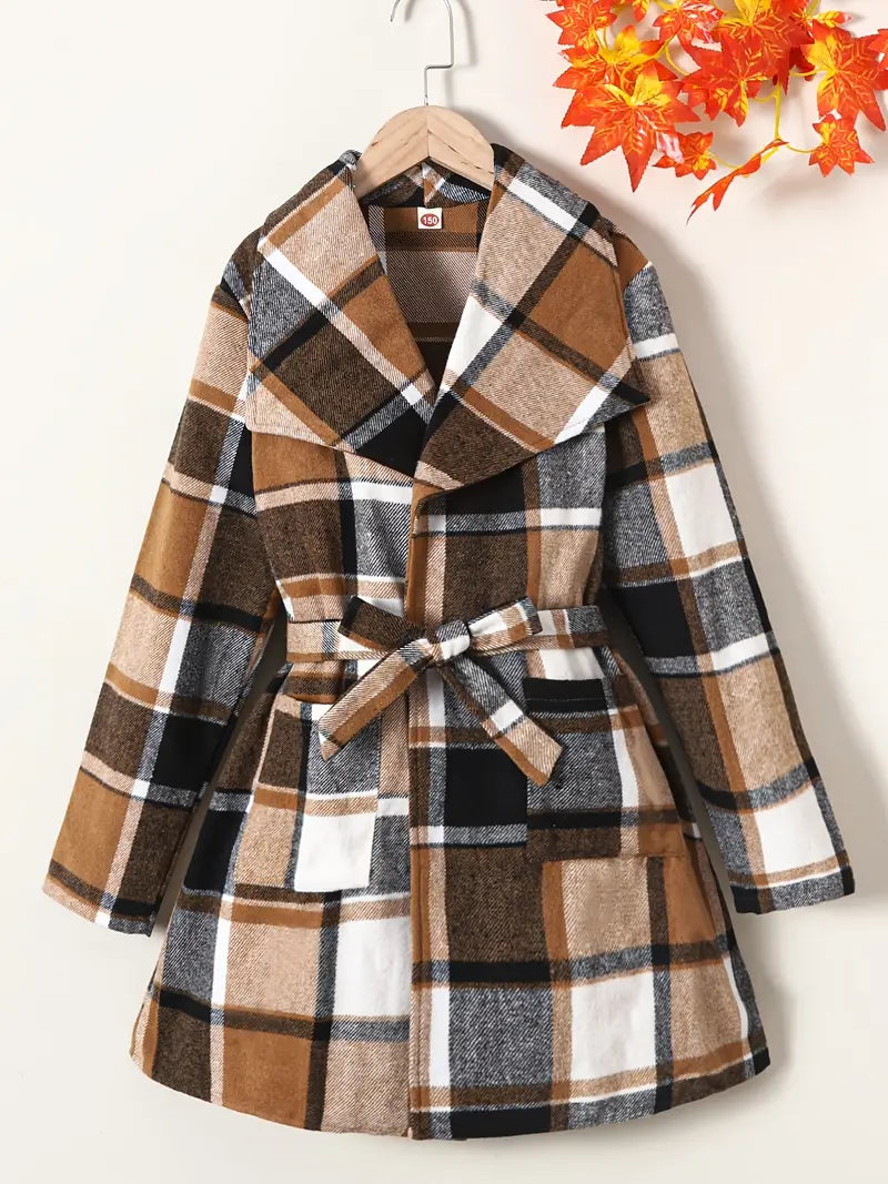 Jacket Toddler Coat Girl's Long Sleeve Plaid Hooded Coat Winter Thickened Warm Tops Baby Girl Bubble