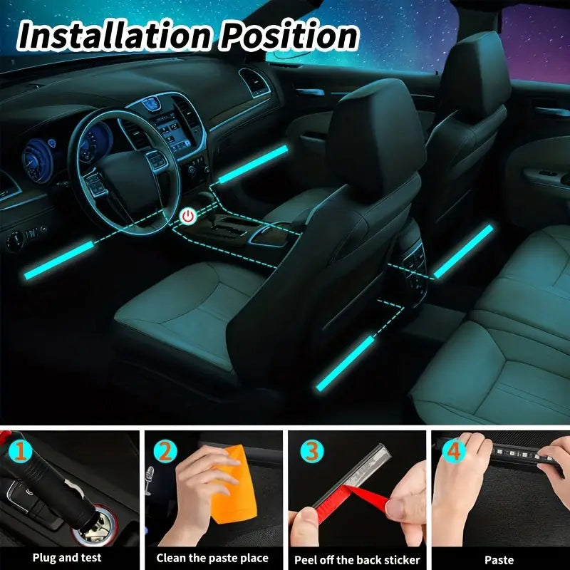 Car Accessories, Car Led Lights, Multicolored Music Car Strip Light, Under Dash Lighting With Sound Active Function,1pc Interior Car Coloeful Lights