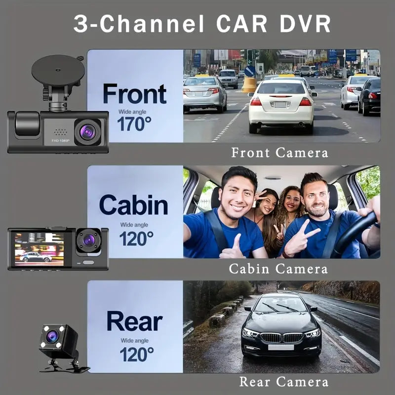 Cam HD 1080P Front And Rear Dual Lens Dashcam Parking Lot, Infrared Night Vision Image- Camera Lens Car