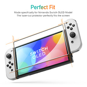 4x Tempered GLASS Screen Protector,1x Easy Install Frame,Dry&Wet Wipes,Squeeze Card,Easy Installation Use Guide. Glass Screen Protector Designed for Nintendo Switch OLED Model 2021