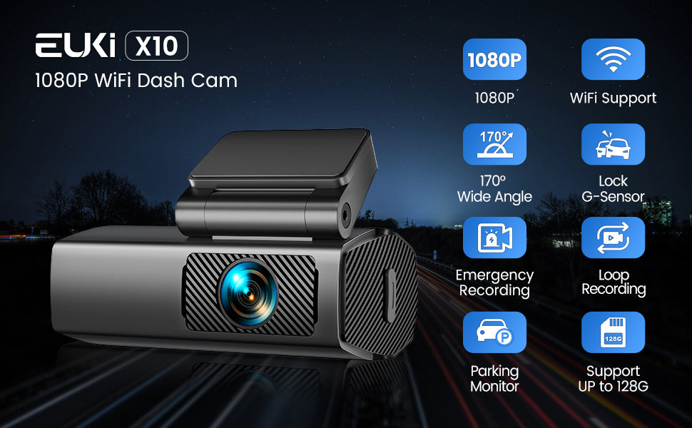 Front Car Camera with Magnetic Mount, 24h Parking Mode & Loop Recording