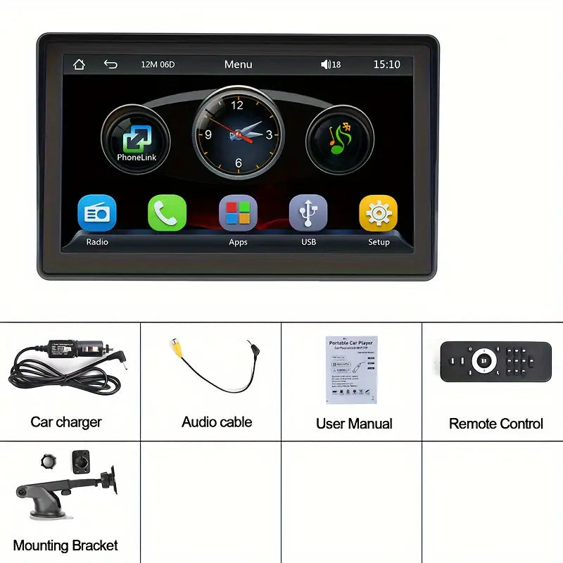 Touchscreen Universal Car Multimedia Player - Wireless CarPlay, Android Auto, MirrorLink, FM, USB/AUX/TF For Enhanced Driving Experience