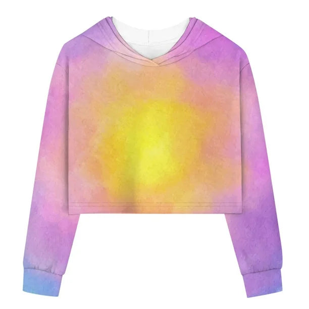 Girls Casual Loose Active Long Sleeves Hoodies Sweatshirts Hooded Short Pullover Tie Dye Teen Crop Tops Girls Tops