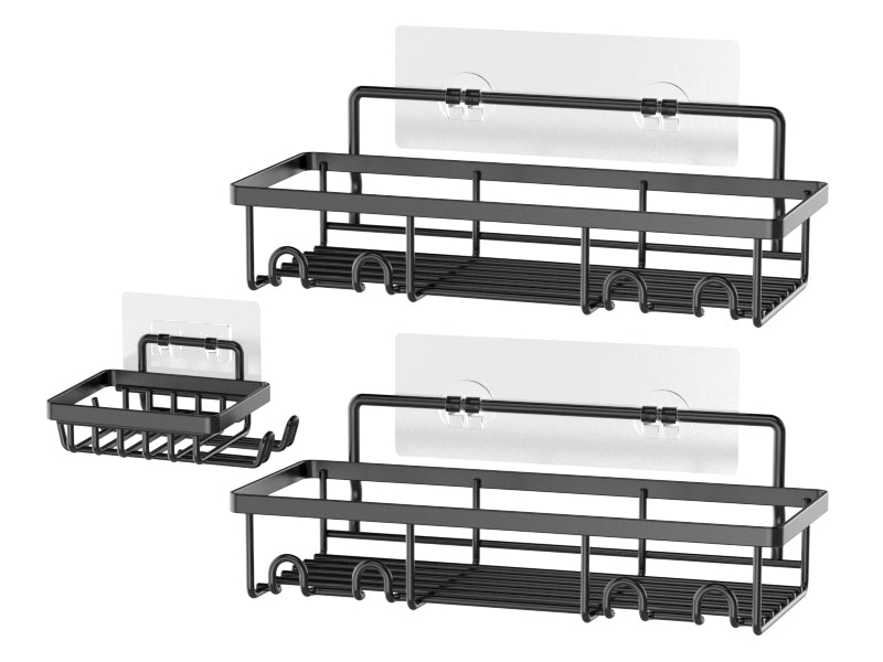 Shower Caddy, 3-Pack Corner Shelf Storage Shelves, Stainless Steel Self Adhesive Bathroom Shower Shelf Washroom Organizers, Bathroom Storage Shelves Basket for Hanging Accessories
