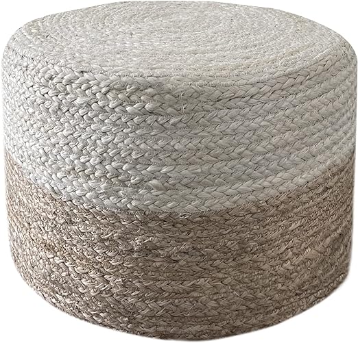 Its very lightweight thus very easy to move yet very sturdy and comfortable.Ottoman - 100% Jute Braided Footrest Pouf Hand Knitted Traditional Cord Boho Pouffe for Living Room,