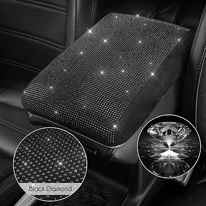 Foam Armrest Cushion Pad with Crystal Rhinestones, Bling Car Armrest Cover,