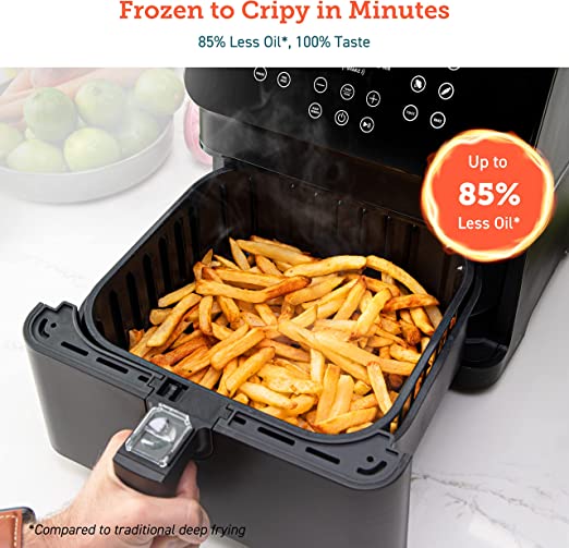 Cosori Proii Air Fryer Oven Combo, 5.8qt Max Xl Large Cooker with 12 One-touch Saveable Custom Functions, Cookbook and Oneline Recipes, Nonstick and Dishwasher-safe Detachable Square Basket