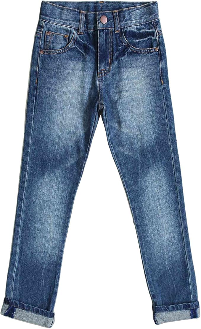 Featuring an elastic waistband, these jeans can be easily adjusted to ensure a causal fit for boys of different sizes,  Boy's Cotton Adjustable Waist Slim Jeans