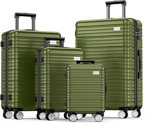Suitcases with Wheels PC+ABS Durable Hardside Luggage, Sets 4, luggage set made from extra strong ABS material, which is lightweight and extremely durable. Features textured finish to prevent scratches,