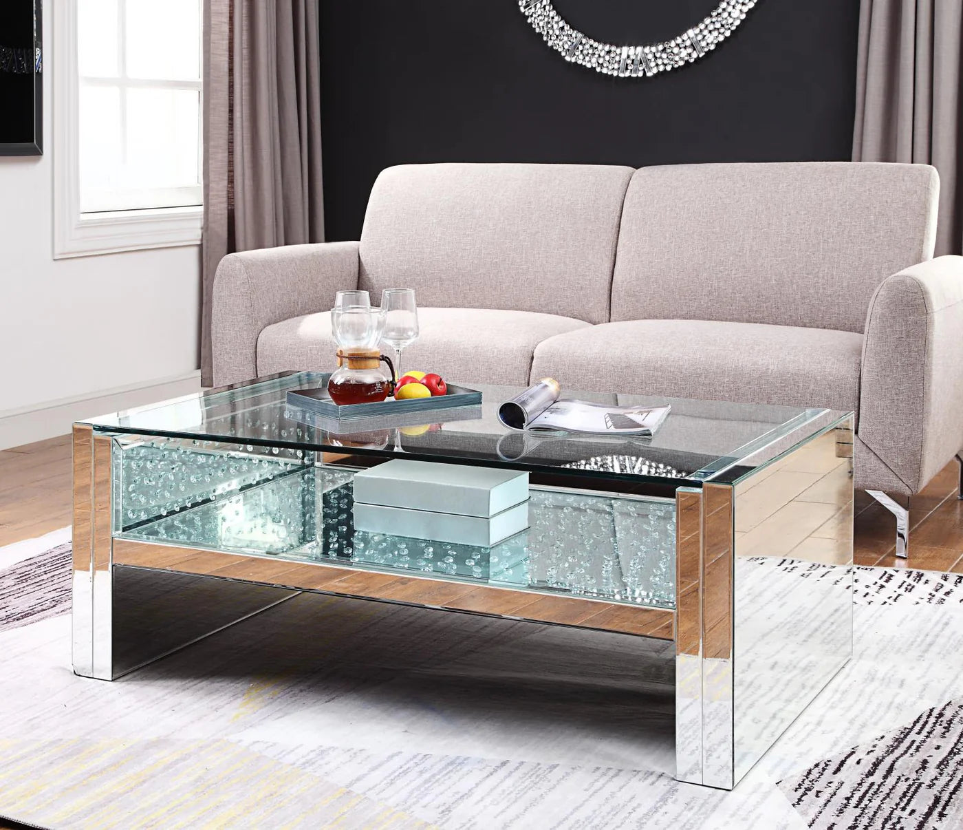 Rare Large Coffee Table, Glass top