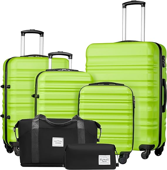 duffel bag and toiletry bag are all made of polyester fabric which is mild water, uggage Set 4 Piece Luggage Set ABS hardshell TSA Lock Spinner Wheels Luggage Carry on Suitcase