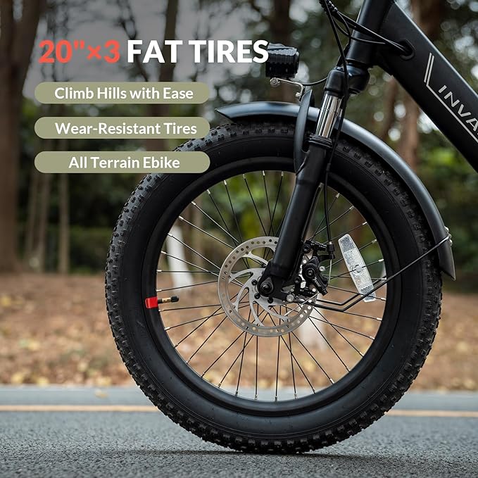 Equipped with 48V 10.4AH removable battery, the adult electric bike can travel 40KM in Pure Electric Mode or 72KM in Pedal-Assist Mode 72KM Range & 32KM/H Top Speed, 900W Peak Motor, Dual Suspension and 7-Speed, Folding Ebike for Adults, TEENS