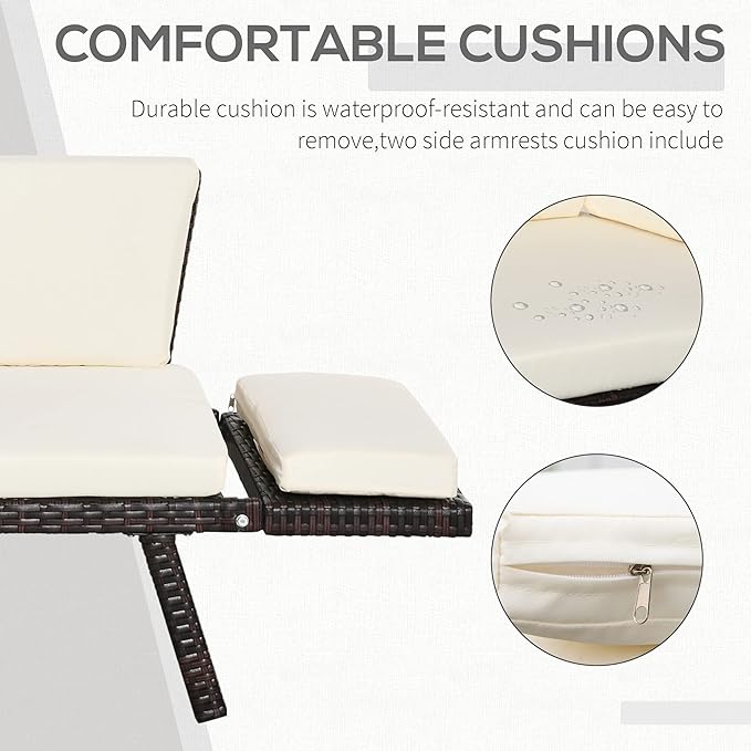 seating and back supporting cushions are soft and sturdy to support your body in, Armchair, Chaise Lounge Loveseat, for Deck, Wicker Patio
