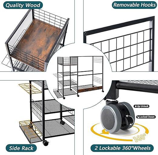Two of the wheels can be locked to ensure stability and safety in its desired position.Rack for 2 Golf Bags, Golf Storage Organizer for Garage, Sports Equipment Organize,
