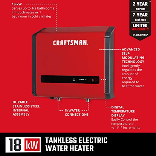 CRAFTSMAN 240-Volt 18-kW 3.73-GPM Tankless Electric Water Heater
