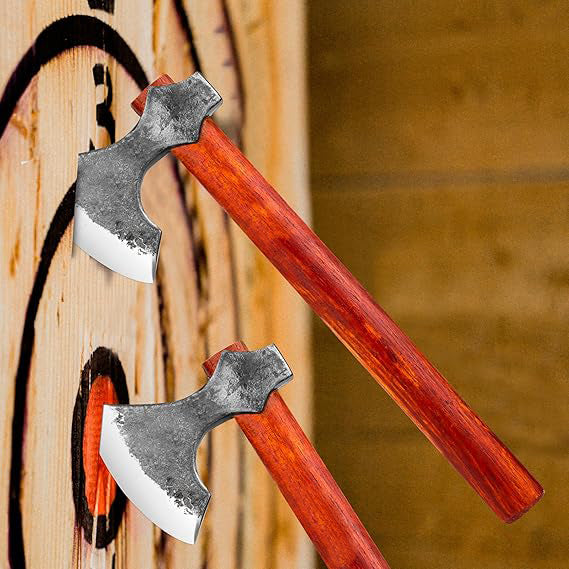 This Viking style throwing hatchet designed with a bearded edge design, which makes it unique and classic, Throwing Game for Backyard for Adults, Professional Viking Throwing Axes and Tomahawks Set