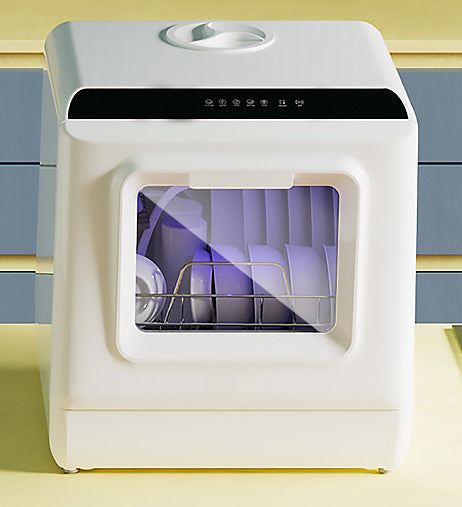 dishwasher with 73 hours of ventilation and drying function, anytime, anywhere to provide you with clean and sanitary tableware, Mini Dishwasher with 6 Programs, 360°Dual Spray