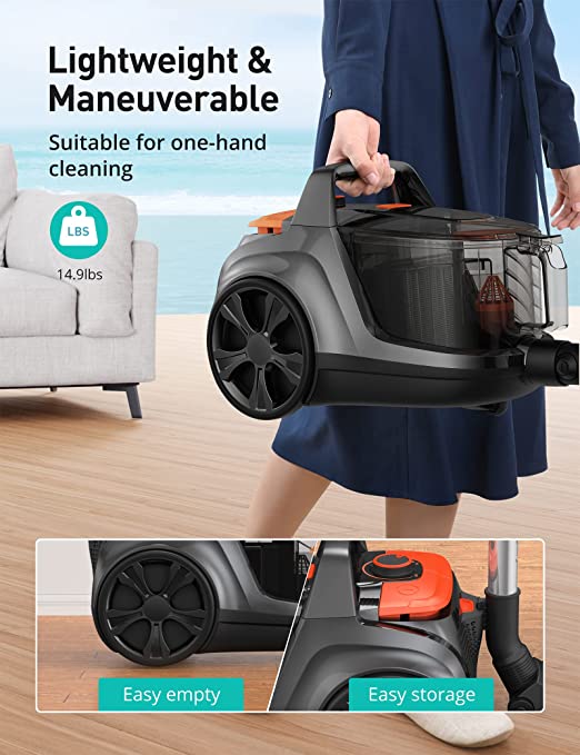 1200W Lightweight Bagless Vacuum Cleaner- Vacuum Cleaner5 Tools - HEPA Filter