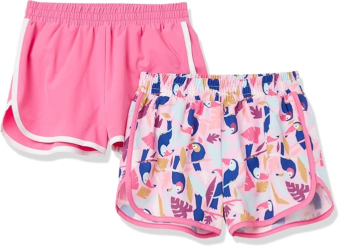 Comfortable classic pull-on shorts with an elasticized waist, Girls' 2-Pack Active Running Short