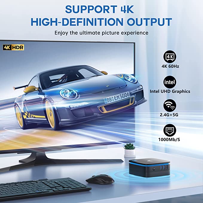 Mini PC with Windows 11 Pro, Intel Celeron N5105(up to 2.9GHz) Mini Desktop Computers, 8GB RAM/256GB M.2 SSD Micro Computer Support 4K UHD, 2.4G/5.0G Wi-Fi, LAN for Business Home Education