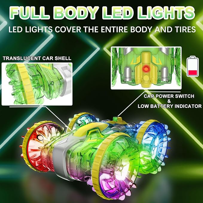 Amazing yellow shell looks like a lightning in the dark to give every kids a summer perfect experience. 360°Rotation 180°Flip Monster Truck, Pool Water Toy Kids Boys