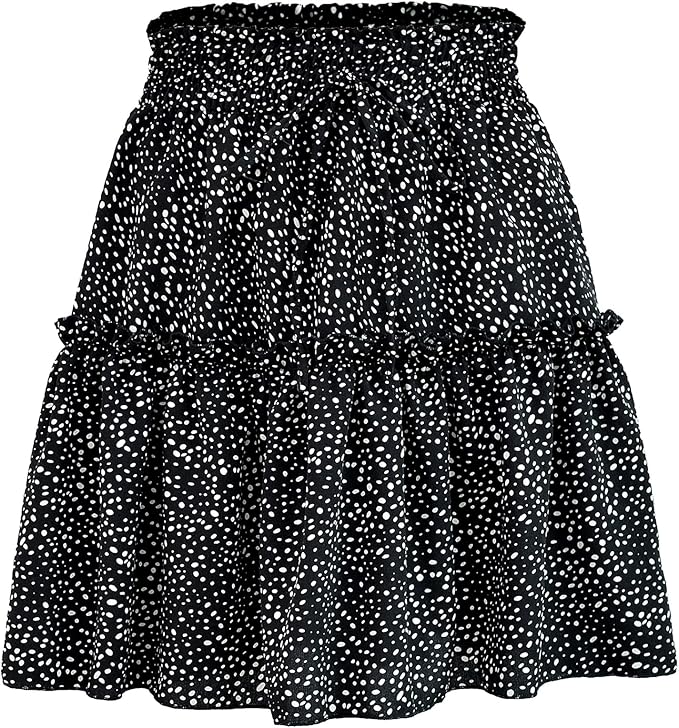 a real fashion all-match single product, a good choice summer skirts for women,  Cute Layered Ruffle Floral Printed High Waisted A-line Mini Skirt with Drawstring Décor