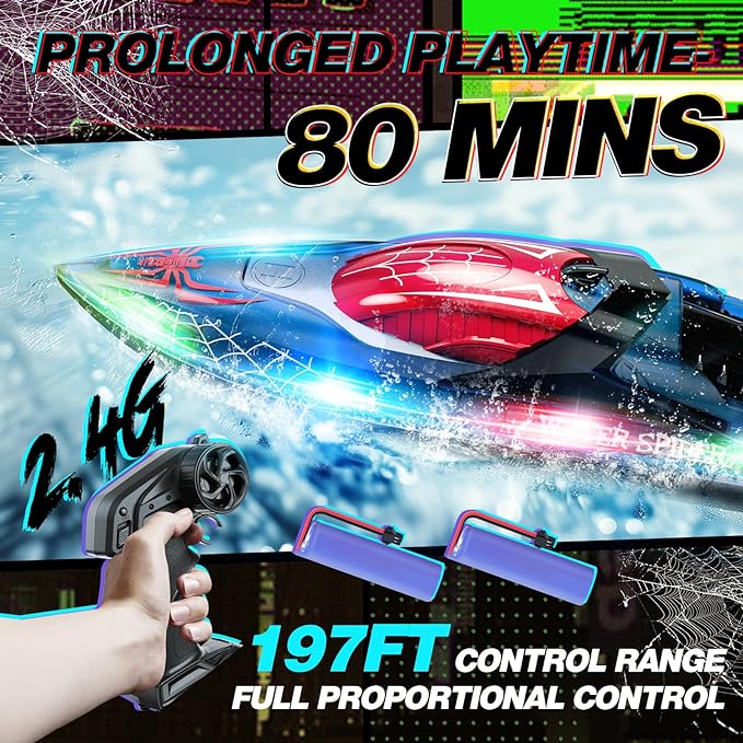 weaving a web of allure with its striking spider-themed design, Remote Control Boat for Pools and Lakes, 80 Min Playtime, 2.4Ghz Electric Spider Toy,