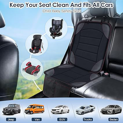 Non-Slip Backing with Mesh Pockets, Waterproof seat Protectors for Vehicles, Car Seat Protector, Seats Protector with Leather and Fabric Padding