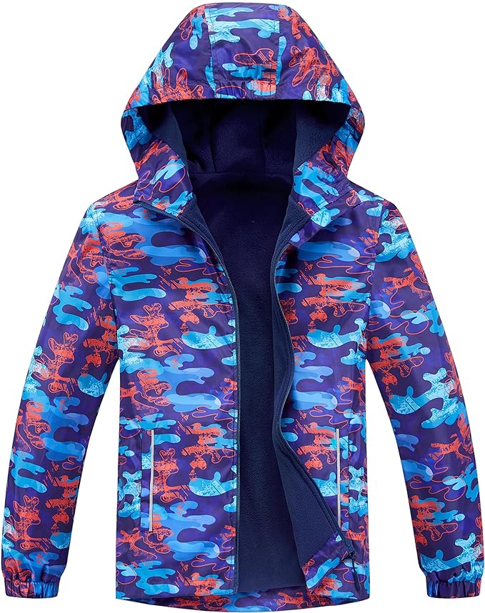 Suitable for various outdoor activities and daily wear throughout spring, fall, and winter, such as hiking, camping, mountaineering, and cycling. Girls Rain Jacket Lightweight Fleece Lined Raincoat