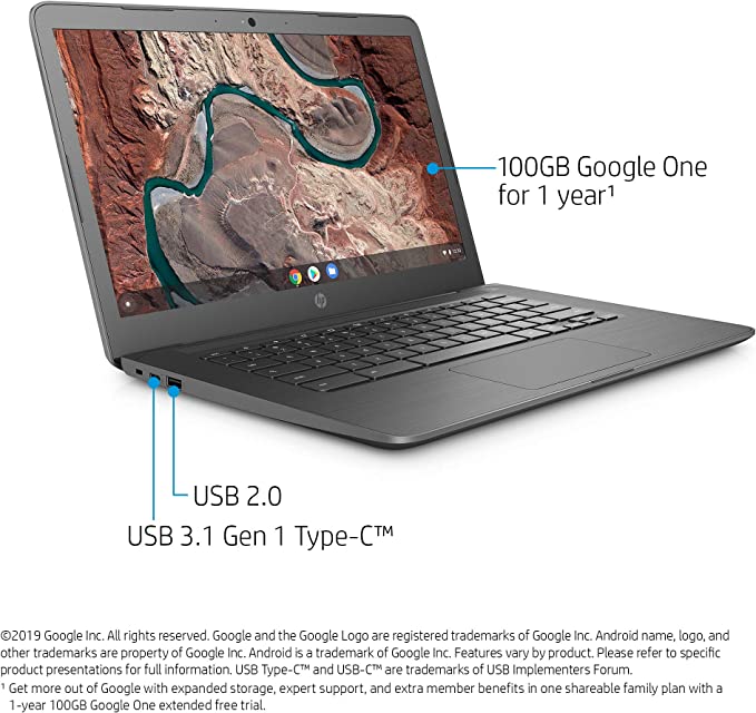HP Chromebook 14-inch with 180-Degree , Full HD Screen, AMD Dual-Core A4-9120 Processor, 4 GB SD, 32 GB eMMC Storage, Chrome OS (14-db0040nr, Chalkboard Gray)