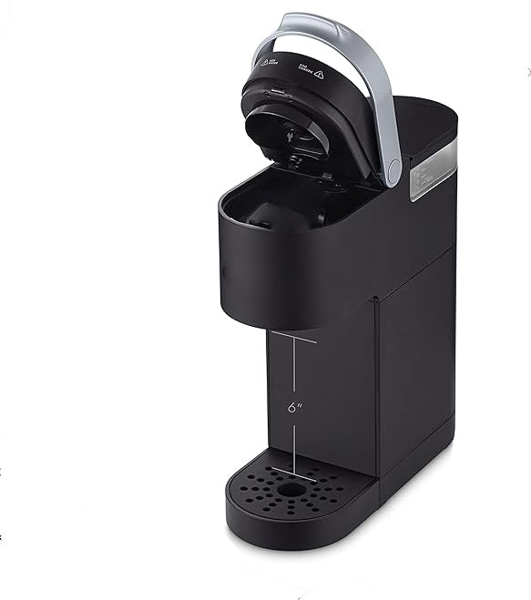 Removable drip tray accommodates travel mugs up to 17.7 cm (7.0 in) tall and holds a full accidental brew for easy cleanup, Made From At Least 20% Recycled Plastic