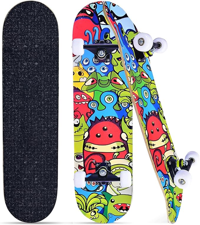 5A-grade tough 7-layer maple wood, Selected high-quality maple, excellent workmanship, Complete Skate Board Maple Wood for Beginners