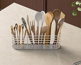 It is easy to clean and can be rinsed with flowing soapy water or easily wiped clean with a damp cloth.Steel Utensil Holder, Dish Drying Rack 201D x 41W x 86H