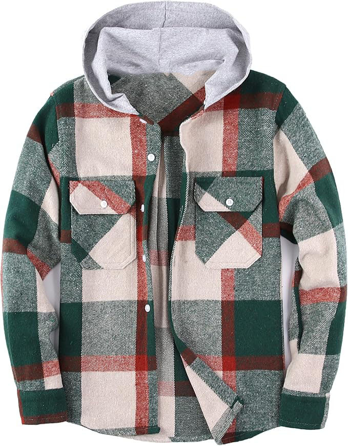 outside longer in this all sherpa fleece lined hooded flannel shirt jacket and he’ll be a happy camper all day long.this boys plaid shirt gonna be their fav outdoor shirt