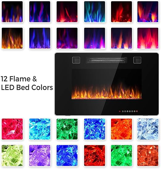 modern  fireplace heater can heat 400 square feet of space while achieving the purpose of energy saving.750W/1500W Wall Recessed and Mounted Fireplace with Remote Control