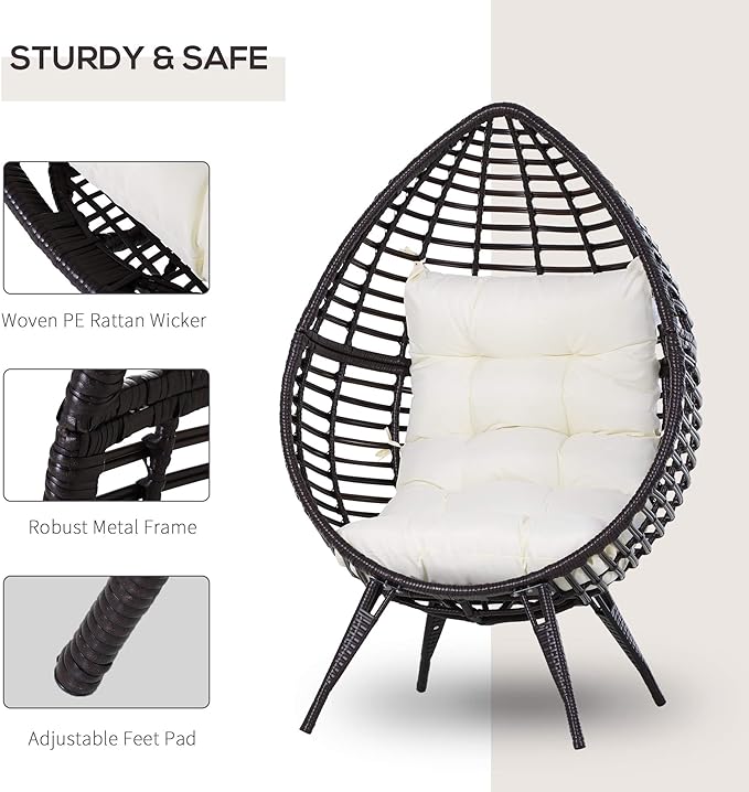 PP cotton-padded cushion is included for an added comfortable lounging experience. Chair with Trapezoidal Cushion, 352lbs Capacity Egg Chair, for  Patio