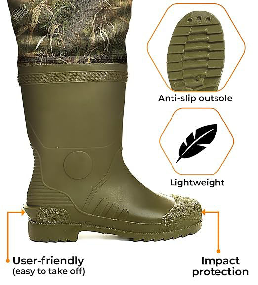 Lightweight Wading Hip Boots for Fishing , Wear resistant, made of 420D Nylon, our men’s hip waders are durable yet lightweight.