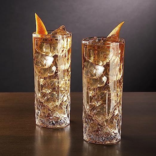 Set of 2,  Drinkware Hurricane Glasses, Kitchen Glasses for Cocktail, Iced Coffee, Beer, Ice Tea, Wine, Whiskey, Water