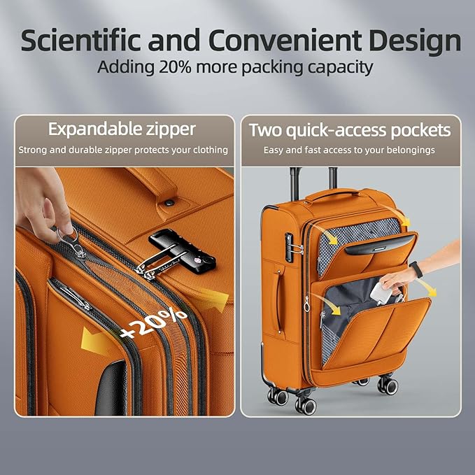 The handle will lock when fully extended so that you can push or pull the suitcase. When fully recessed, the handle will also be locked,Luggage Sets 3 Piece Softside Expandable Lightweight