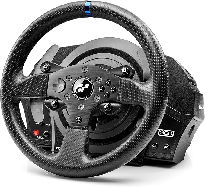 Metal pedals, Accelerator and clutch pedals adjustable (height and spacing,  T300RS Force Feedback GT Racing Wheel (compatible w/ PS5, PS5 Pro, PS4 & PC)