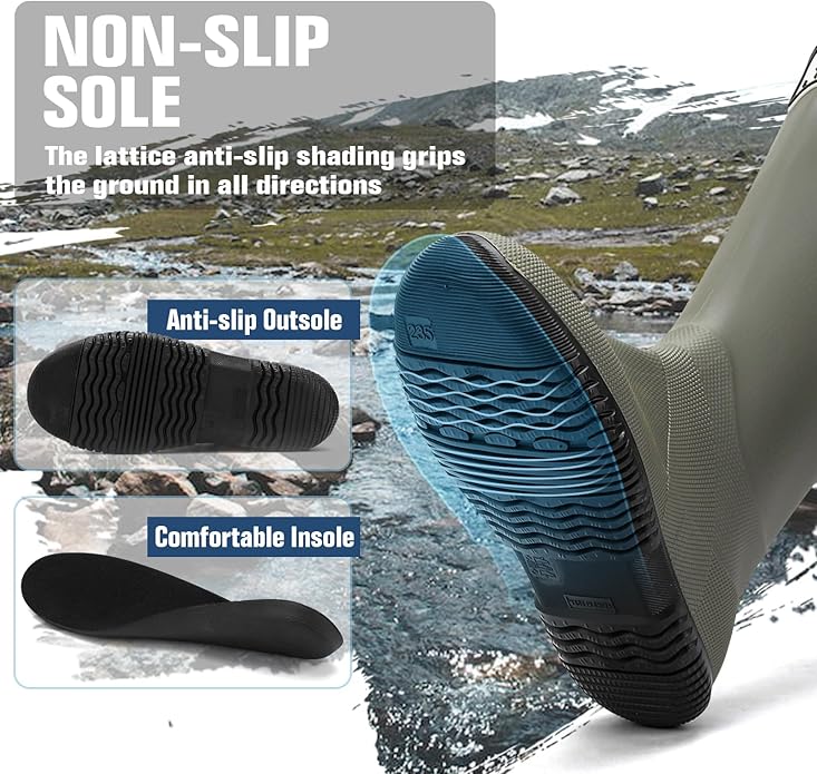 Lightweight Rainboots for Fishing Climbing Farming, Waterproof Rubber Boots For Fishing Unisex