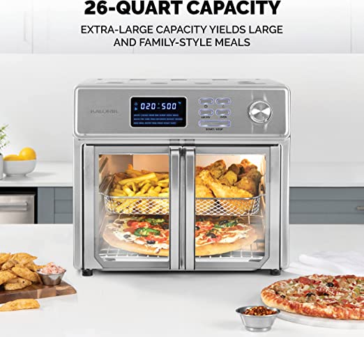 Kalorik MAXX® Digital Air Fryer Oven, 26 Quart, 10-in-1 Countertop Toaster Oven & Air Fryer Combo-21 Presets up to 500 degrees, Includes 9 Accessories & Cookbook